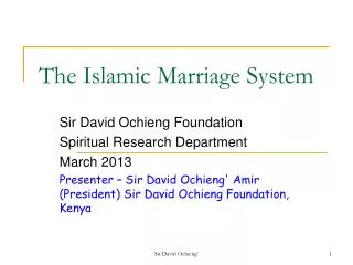 The Islamic Marriage System
