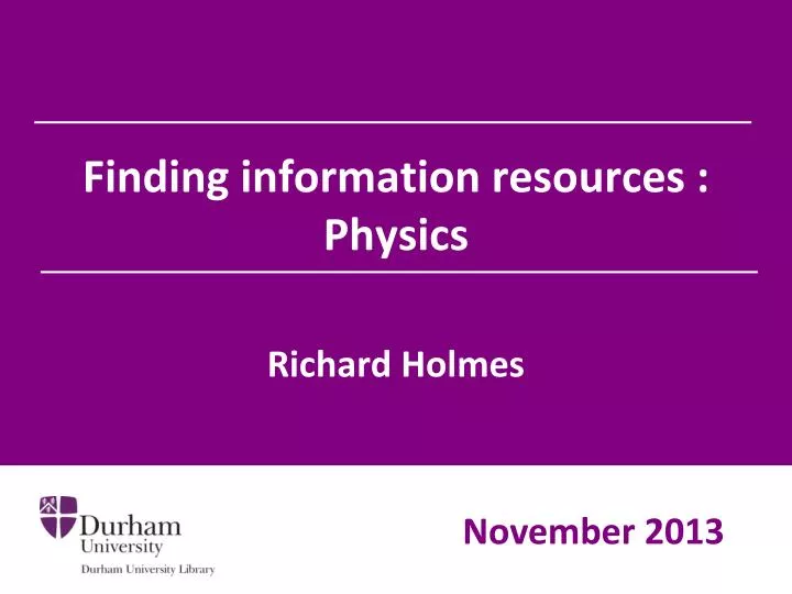 finding information resources physics