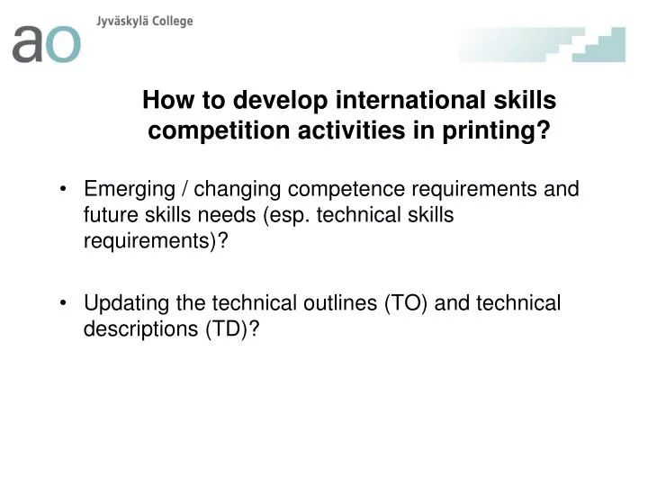 how to develop international skills competition activities in printing