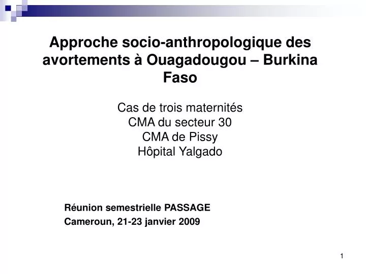 approche socio anthropologique des avortements ouagadougou burkina faso