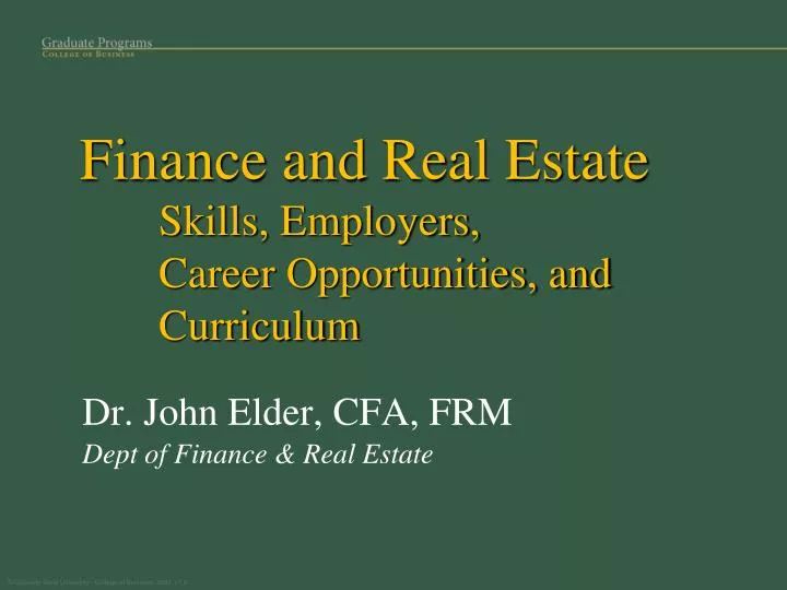 finance and real estate skills employers career opportunities and curriculum