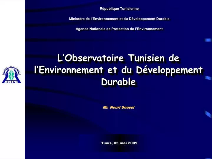 l observatoire tunisien de l environnement et du d veloppement durable
