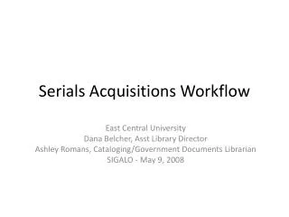 Serials Acquisitions Workflow