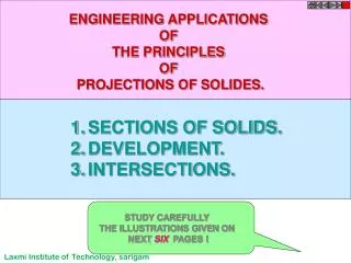 SECTIONS OF SOLIDS. DEVELOPMENT. INTERSECTIONS.