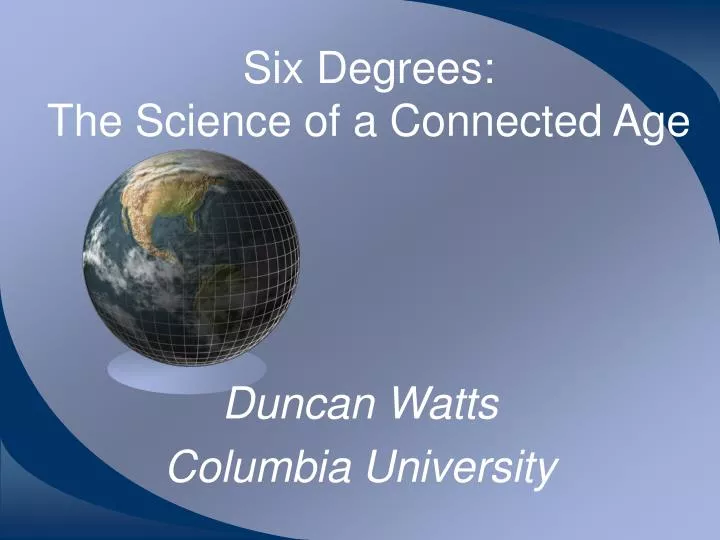 six degrees the science of a connected age