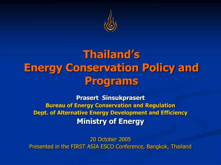 thailand s energy conservation policy and programs