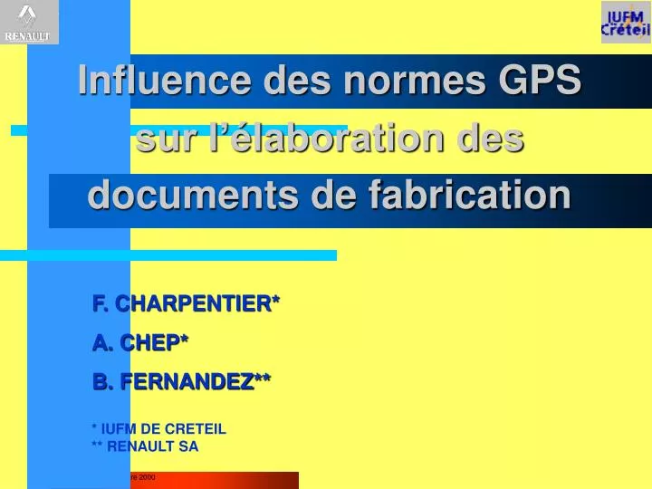 influence des normes gps sur l laboration des documents de fabrication