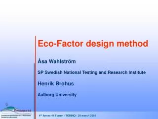 Eco-Factor design method