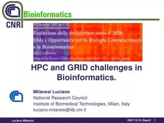 Milanesi Luciano National Research Council Institute of Biomedical Technologies, Milan, Italy