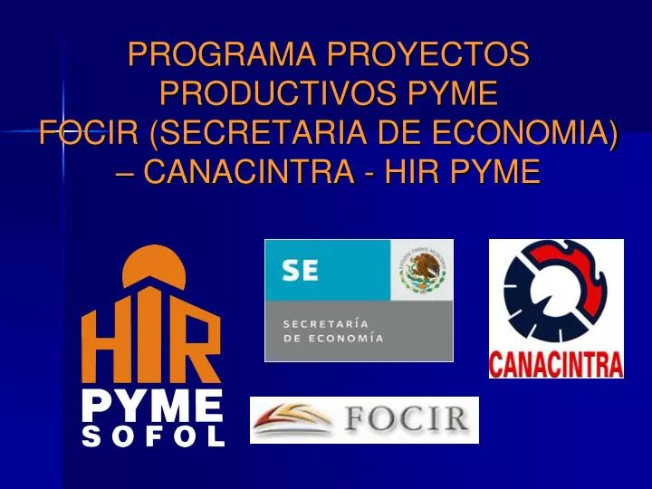 programa proyectos productivos pyme focir secretaria de economia canacintra hir pyme