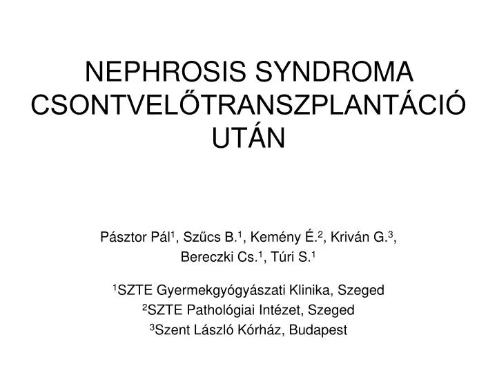 nephrosis syndroma csontvel transzplant ci ut n