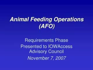 Animal Feeding Operations (AFO)
