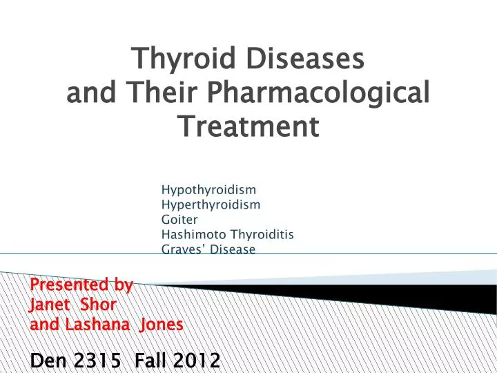 thyroid diseases and their pharmacological treatment