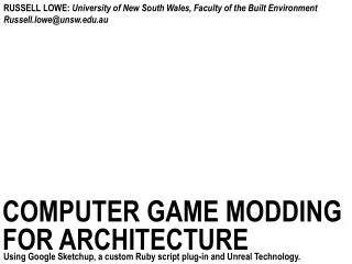 computer game modding for architecture