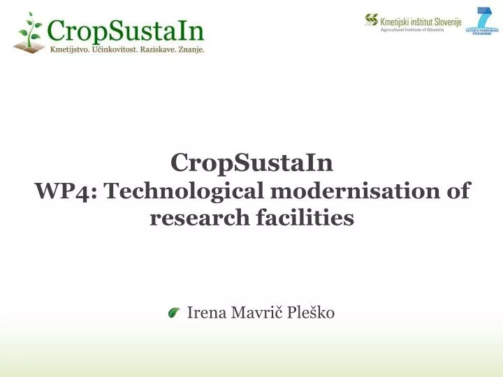 cropsustain wp4 technological modernisation of research facilities