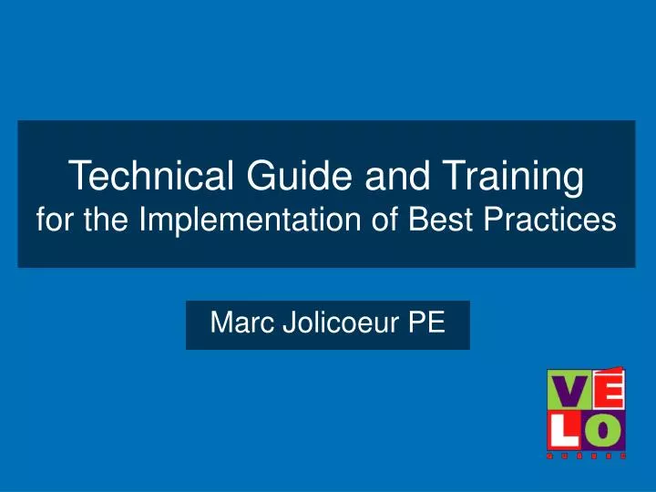 technical guide and training for the implementation of best practices