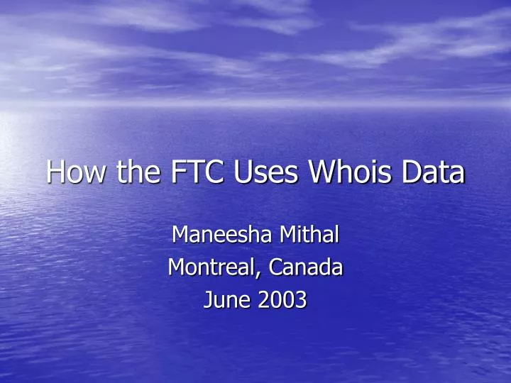how the ftc uses whois data