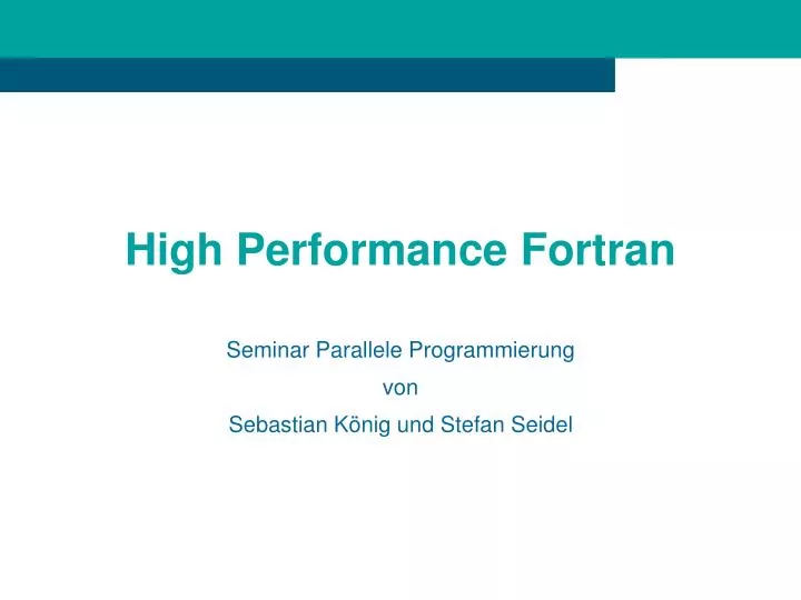 high performance fortran