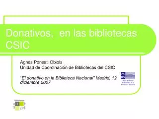 donativos en las bibliotecas csic