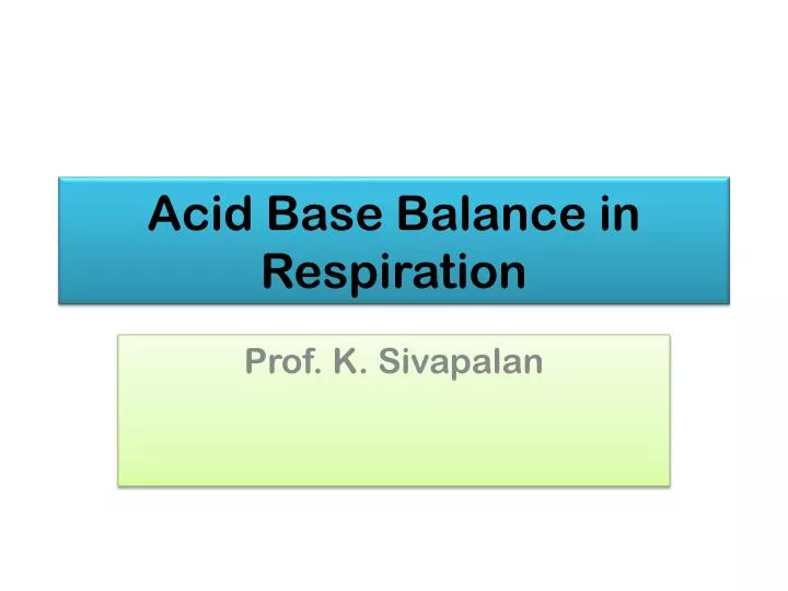 acid base balance in respiration