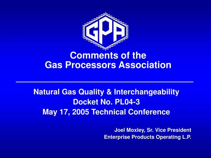 comments of the gas processors association