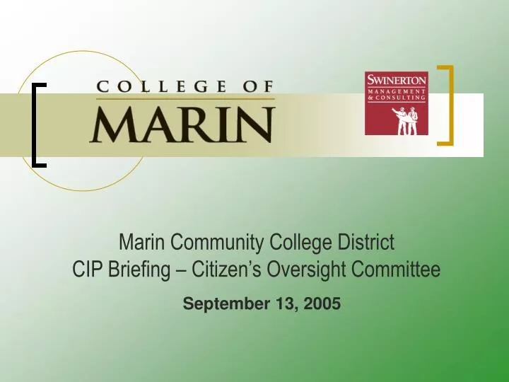 marin community college district cip briefing citizen s oversight committee september 13 2005