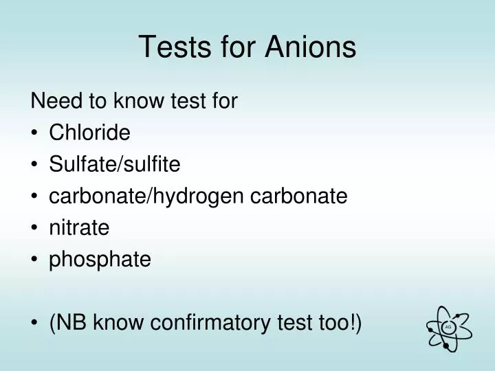 tests for anions n