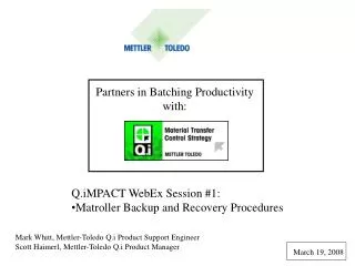 Partners in Batching Productivity with: