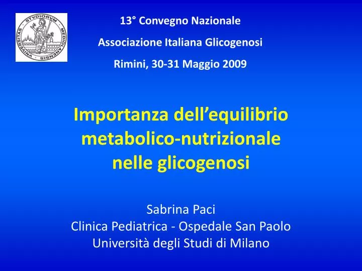 importanza dell equilibrio metabolico nutrizionale nelle glicogenosi