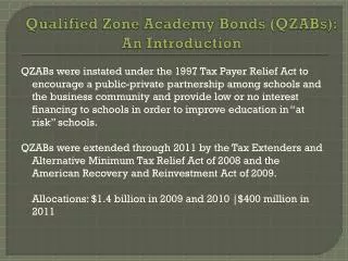 Qualified Zone Academy Bonds (QZABs): An Introduction