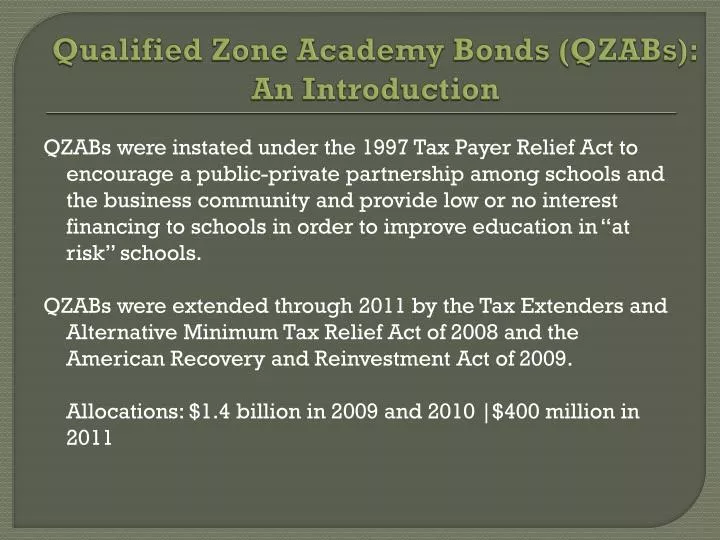 qualified zone academy bonds qzabs an introduction