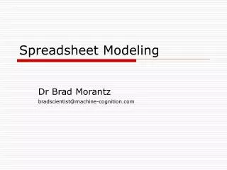 Spreadsheet Modeling