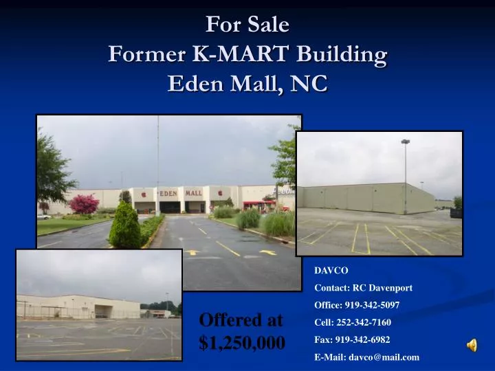 for sale former k mart building eden mall nc