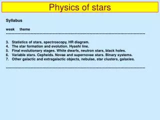 Physics of stars