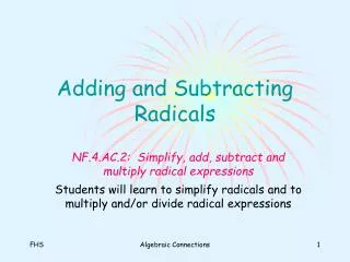 Adding and Subtracting Radicals