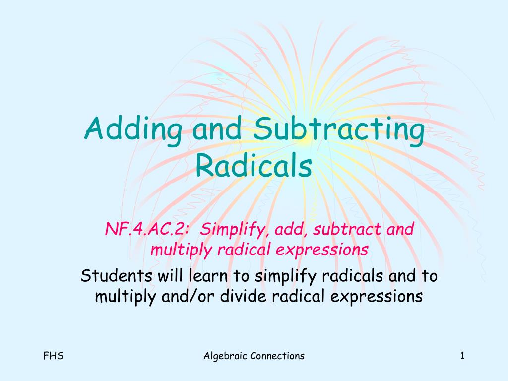 PPT - Adding and Subtracting Radicals PowerPoint Presentation, free ...
