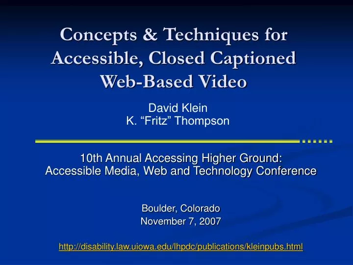 concepts techniques for accessible closed captioned web based video