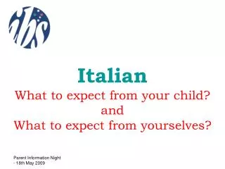 Italian What to expect from your child? and What to expect from yourselves?