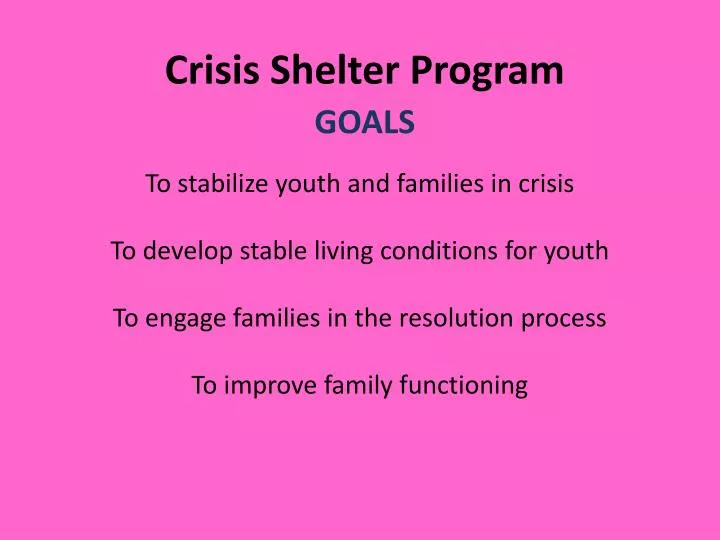 crisis shelter program