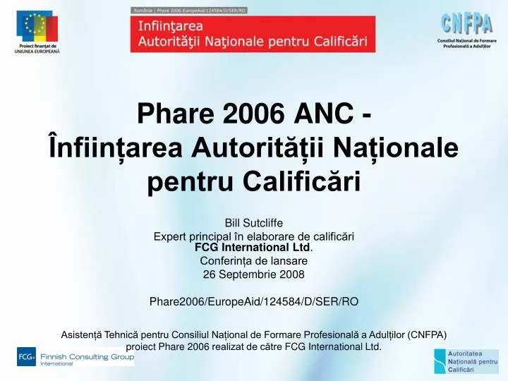 phare 2006 anc nfiin area autorit ii na ionale pentru calific ri