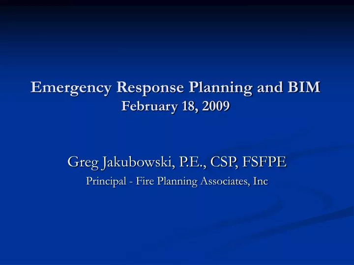 emergency response planning and bim february 18 2009