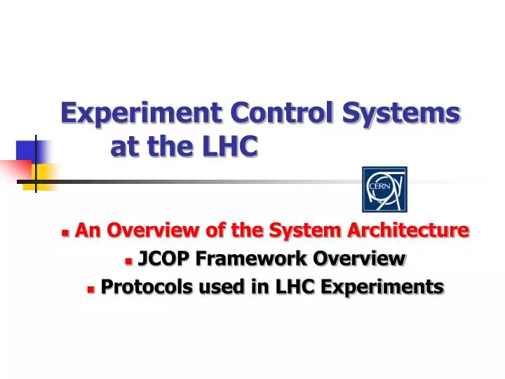 experiment control systems at the lhc