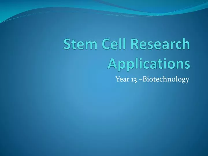 stem cell research applications