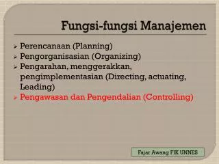 fungsi fungsi manajemen