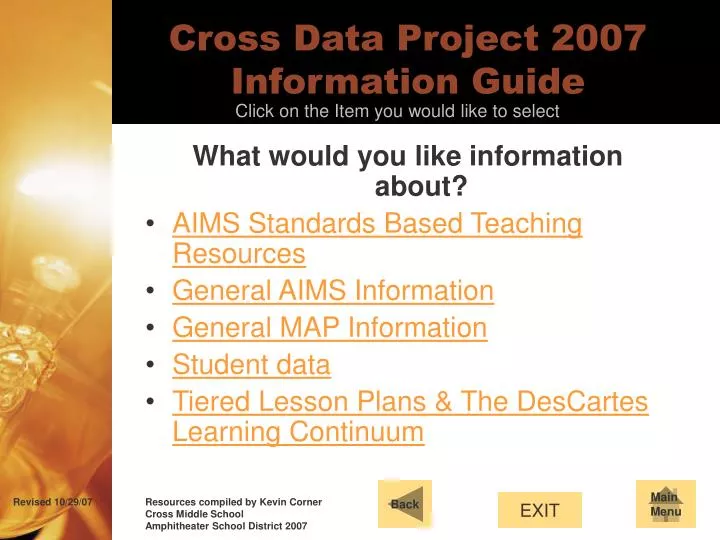 cross data project 2007 information guide