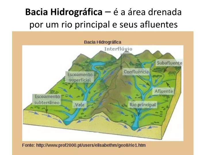 bacia hidrogr fica a rea drenada por um rio principal e seus afluentes
