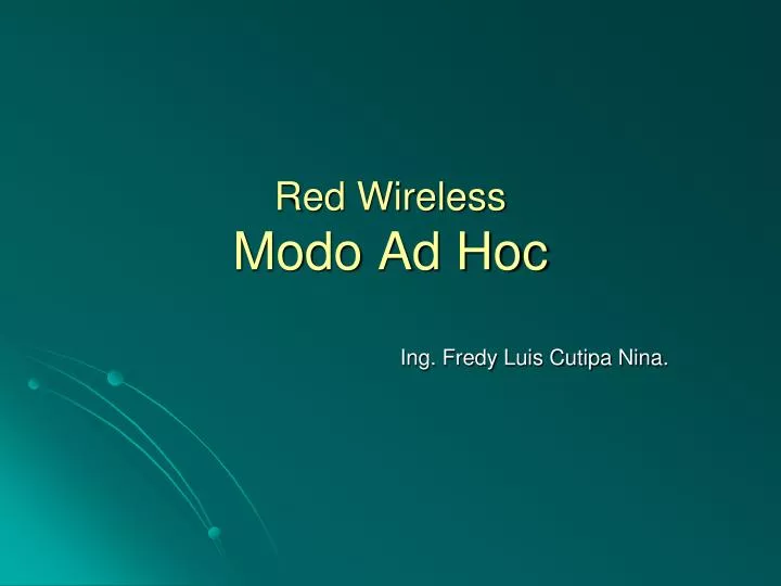 red wireless modo ad hoc