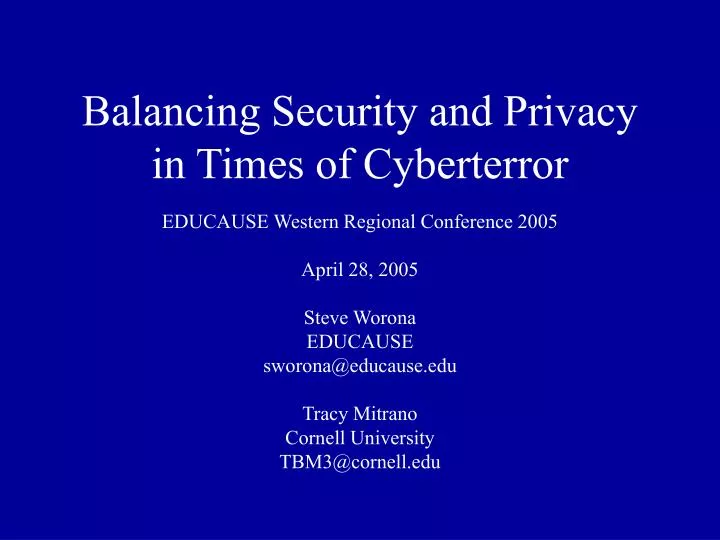 balancing security and privacy in times of cyberterror