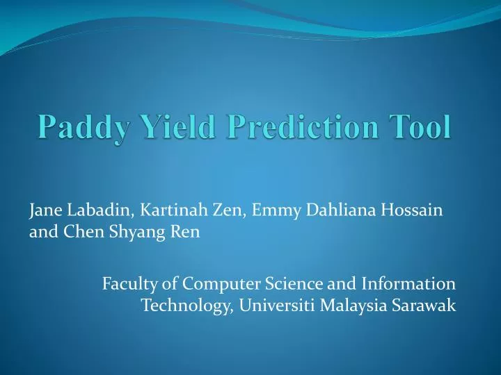 paddy yield prediction tool