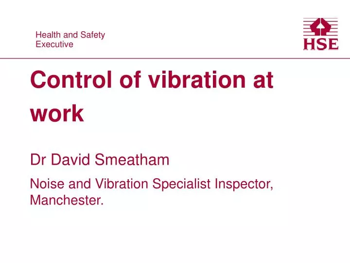 control of vibration at work